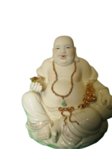 Chinese Bisque Porcelain Happy Smiling Sitting Buddha W/Attached Jewelry... - £153.16 GBP