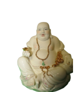 Chinese Bisque Porcelain Happy Smiling Sitting Buddha W/Attached Jewelry... - $198.00