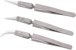 3Pcs Precision Reverse Ceramic Stainless Steel Tweezers Non-Conductive, ... - £12.09 GBP
