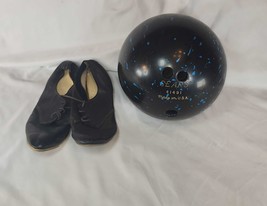 Sears Bowling Ball 10 lb 41491 &amp; Black Leather Bowling Shoes Mens 8 Womens 9 - £18.64 GBP
