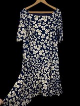 Jones New York Dress Size 16 Travel Knit Slinky Fit &amp; Flare Navy Blue Fl... - $39.29