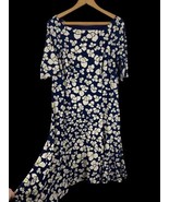 Jones New York Dress Size 16 Travel Knit Slinky Fit &amp; Flare Navy Blue Fl... - €33,84 EUR
