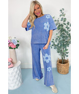 Lilac Floral Patch Exposed Seam Raw Edge Pants Set - €39,51 EUR