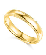Genuine Solid 14k Yellow Gold 4mm Standard-fit Milgrain Wedding Band Siz... - $310.14 CAD+