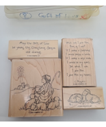 Stampin Up The Gift of Love Wood Mounted 4 Rubber Stamps Christmas Junk ... - $11.29