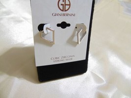 Giani Bernini Sterling Silver 3/4&quot; Zirconia Geometric Drop Earrings R365 $100 - £19.27 GBP