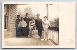 RPPC Family Photo of the Children on Porch Real Photo Postcard H30 - £5.55 GBP