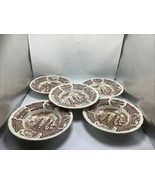 Set of 5 Alfred Meakin Fair Winds Soup Bowl 9&quot; Brown Rimmed England - $522.23 MXN