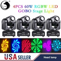 4Pcs 60W Rgbw Led Moving Head Stage Light Beam Pattern Gobo Lamp Dmx Dis... - £406.92 GBP