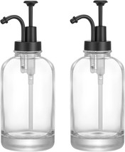 2 Pcs Thick Clear Glass Jar Soap Dispenser With Matte Black Pump, 17 Oz ... - $31.99