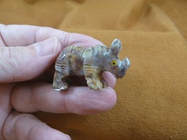 y-rhi-15 little gray RHINO SOAPSTONE gemstone Stone FIGURINE I love rhin... - £6.75 GBP