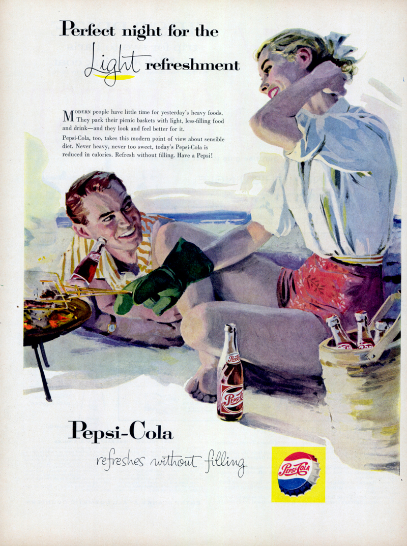 Pepsi-Cola, Large 1957 Magazine Ad, Beach - $8.00