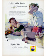 Pepsi-Cola, Large 1957 Magazine Ad, Beach - $8.00