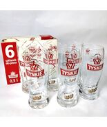 Set 6 Tyskie Grand Prix Beer Glasses Poland 12 oz .3L with Box - $40.00