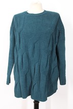 J Jill M Teal Green Chenille Cable Knit Soft Crew Neck Pullover Sweater - £24.94 GBP