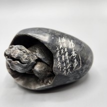 Hatching Turtle Figurine Hand Carved Chinese Gray Soapstone Sculpture Vtg - £46.61 GBP