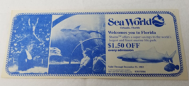 Shamu Experience Sea World 1983 Coupon Orlando Florida Marine Life Park - £9.64 GBP