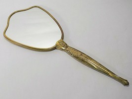 Vintage Hand Held Vanity Mirror 14 1/2&quot; Victorian Filigree w/ Bird &amp; Flower Back - £18.91 GBP