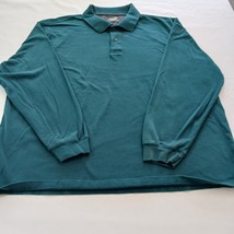 St. John's Bay Sueded Jersey Mens Green Cotton Collar Shirt Long Sleeve Size 2XL image 5