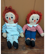 Vintage Raggedy Ann &amp; Andy Dolls 1960s I Love You Heart Chests Cloth &amp; R... - $62.70