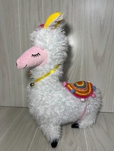 Limited Too plush white llama alpaca pinata rainbow tassels pompom saddle bell - £11.66 GBP