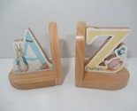 Beatrix Potter Peter Rabbit Bunny Wooden Bookends  A to Z  Barnes Noble  - £16.41 GBP