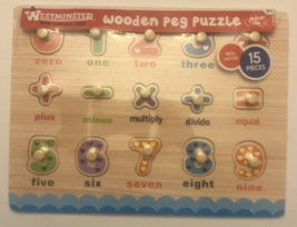 Westminster Wooden Peg Puzzle, 15 Piece Add, Multiply, and Divide Numbers - £4.65 GBP