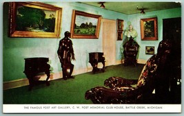 Art Gallery Post Memorial Club House Battle Creek MI UNP Chrome Postcard F14 - £2.34 GBP