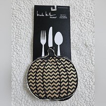 NICOLE MILLER  SET OF 4 UTENSIL HOLDERS HALLOWEEN PUMPKINS BLACK GOLD NEW - $13.00