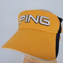 PING Golf Visor Cap Yellow Black White Letters Adjustable Adult 100% Cotton - $15.83