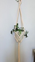 MACRAME PLANT HANGERS 2 PIECES IVORY ROPING KNOTTED HANGING PLANT ALL DE... - $11.83