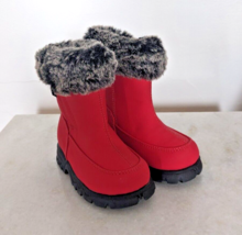 Lands&#39; End pink winter snow boots girls kids toddler size 5M fur trim shoes - £4.63 GBP