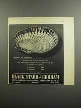 1952 Black, Star & Gorham Shell Serving Dish Ad - Beauty in Sterling - $18.49