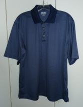 KIRKLAND SIGNATURE MEN&#39;S SS POLYESTER/SPANDEX BLUE POLO SHIRT-M-NWOT-NICE - $13.99