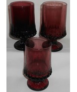 MID CENTURY Set (3) SMITH Glass SCULPTURA 2 PATTERN  9 oz Plum Color WAT... - $731.94 MXN