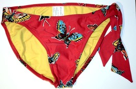 BE CREATIVE Swim BIKINI Side Tie BOTTOM Red BUTTERFLIES Print M Free Shi... - £50.52 GBP