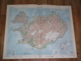 1955 Vintage Map Of Iceland / Svalbard Spitsbergen Jan Mayen / Scale 1:1,000,000 - £38.29 GBP