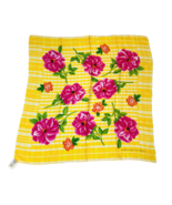 New Vintage Adrienne Vittadini Yellow Silk Square Scarf  Peony Floral Ha... - $1,090.86 MXN