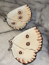 2 Vintage Ceramic Butterfly Trinket Jewelry Trays Dishes 7&quot; SET Boho But... - $29.99