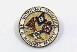 Masonic Free Mason Working Together As A Masonic Family Collectible Pin ... - £15.95 GBP