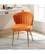 Orange Velvet Upholstered Wingback Accent Side Chair with Gold Metal Legs - €191,90 EUR