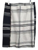 Worthington Knee Length Skirt Womens 10 Black White Geometric Front Zipper - £9.48 GBP
