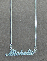 925 Sterling Silver Name Necklace - Name Plate - MICHELLE 17&quot; Chain w/Pendant - £47.18 GBP