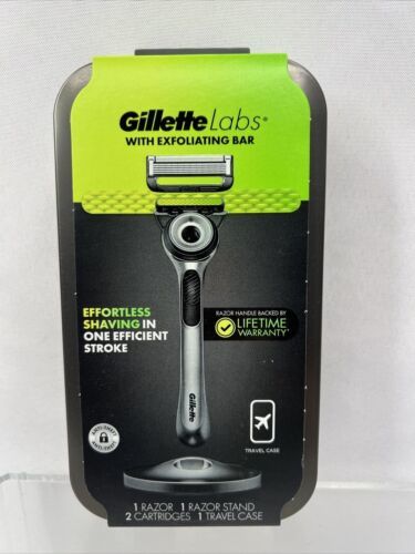 Gillette Labs Razor 1 Handle 2 Blade Refills Travel Case Stand ￼ Exfolia... - $15.99
