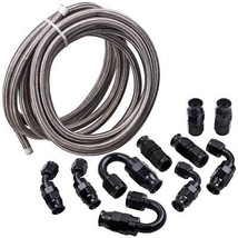 6an 20ft Stainless Steel Ptfe Fuel Line 20ft 10 Fittings Hose Kit E85 Silver - £128.13 GBP