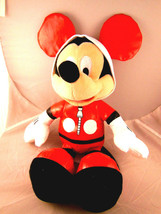 Mickey Mouse Shiny Slick Red Patent Material Disney 14&quot; Plush - $14.84
