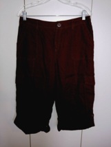 BASS LADIES BROWN 100% LINEN CROPPED PANTS-8-NWT-$49.99-NICE-COMFY/COOL - £17.36 GBP