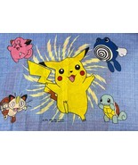 Vintage 1998 Pokémon Pillowcase Nintendo Blue Pikachu Ash Squirtle Meowth - $213.42 MXN