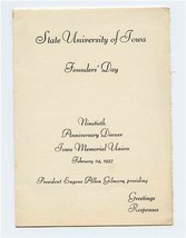 State University of Iowa Founders Day Ninetieth Anniversary Dinner Progr... - $27.72