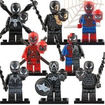 8pcs/set Marvel Symbiote Spiderman Agent Venom Venompool Eddie Brock Minifigures - £13.33 GBP